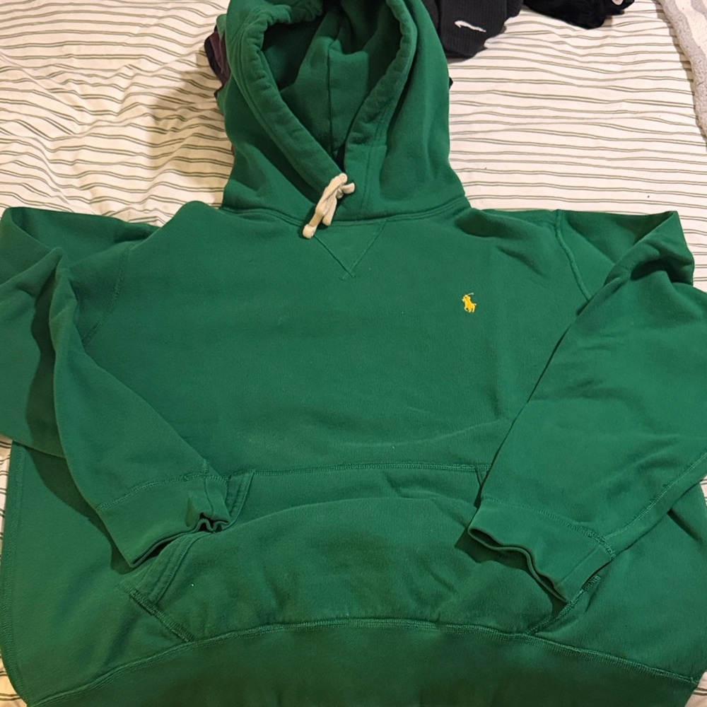Ralph Lauren Green Hoodie with Yellow Pony Embroidery